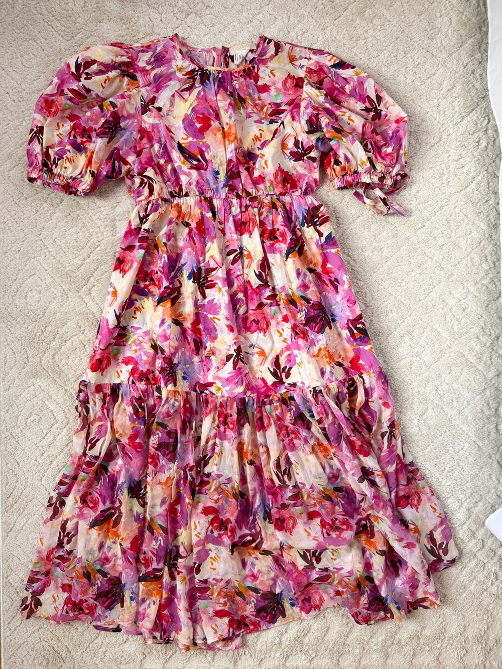 Ulla Johnson Floral Print Long Dress, Cotton, Silk, Size 2